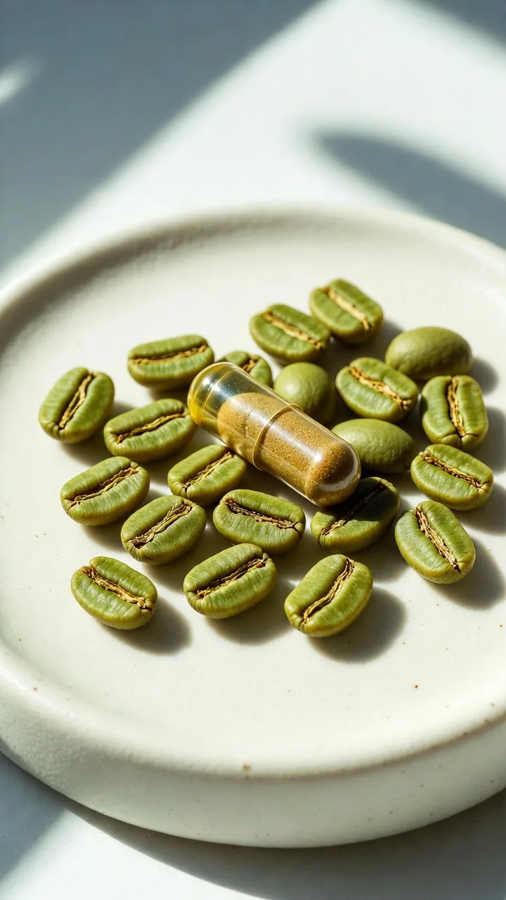 Ilustración de las propiedades del café verde: metabolismo, glucosa y quema de grasa