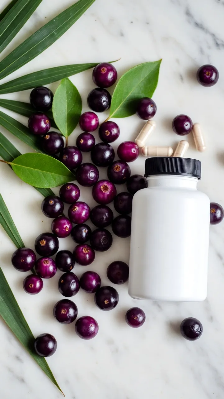 Bayas de acai con sus principales propiedades antioxidantes y composición nutricional